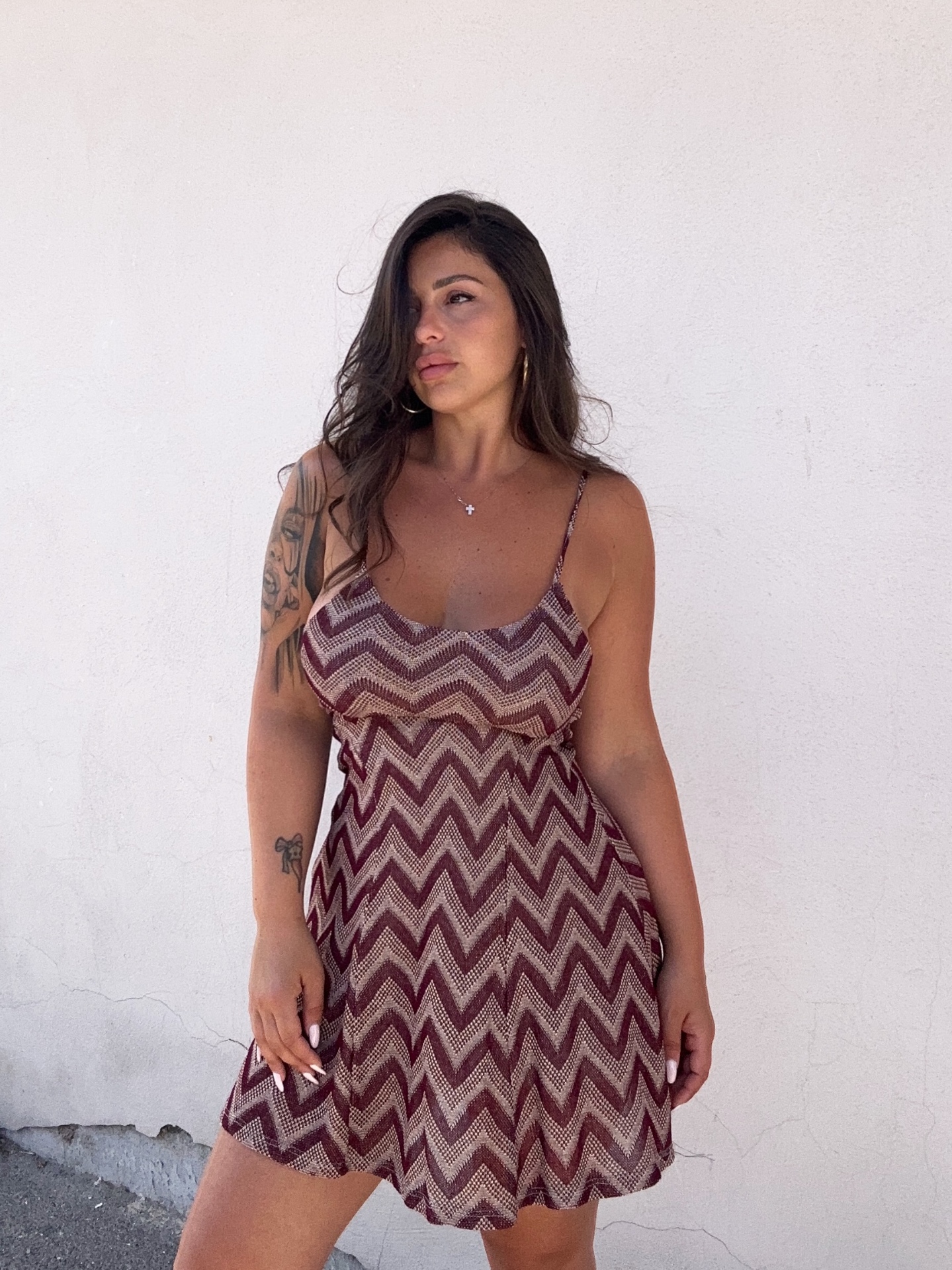 Abito mini chevron vinaccia