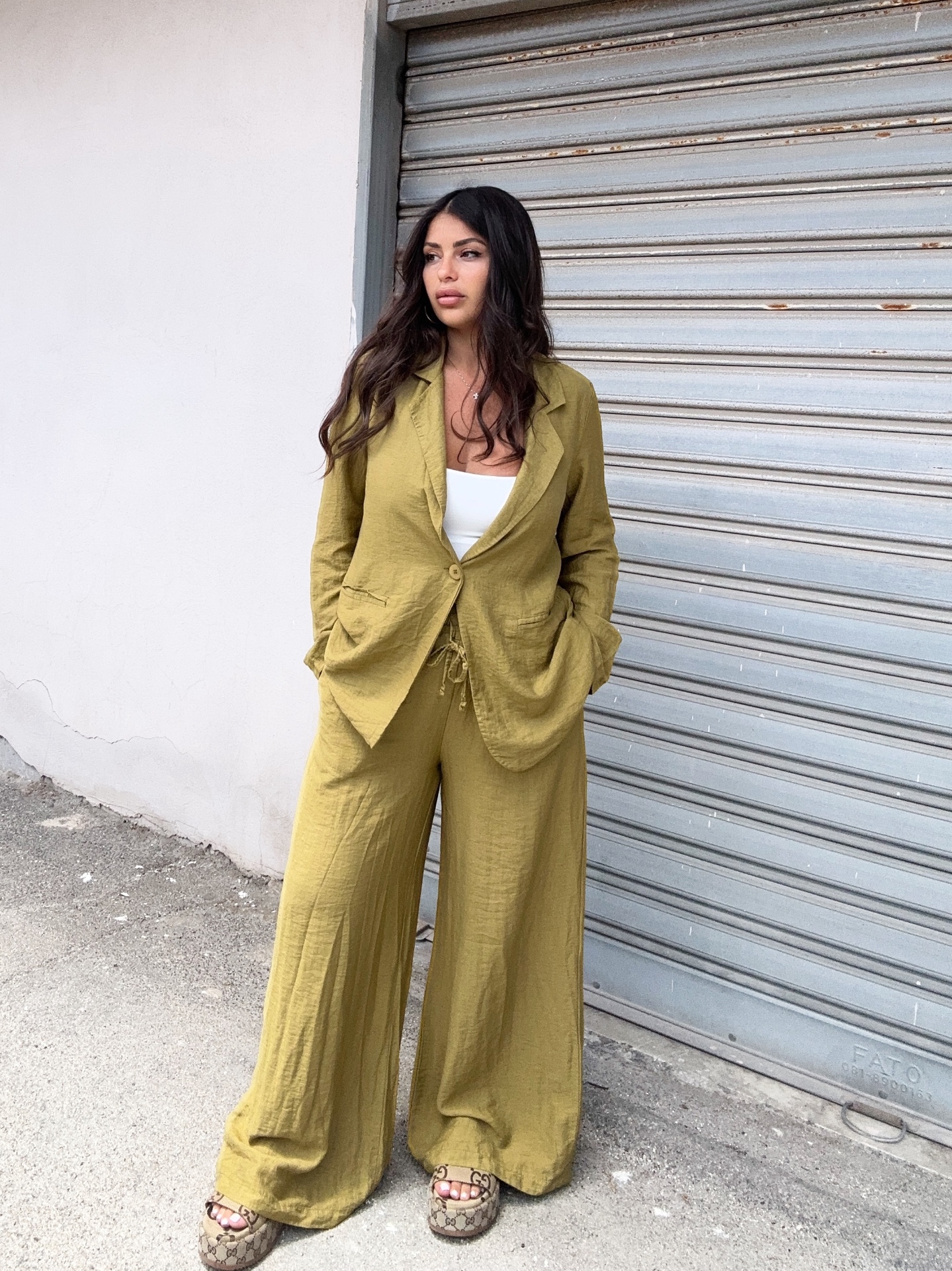 Twinset blazer e pantalone in misto cotone lino