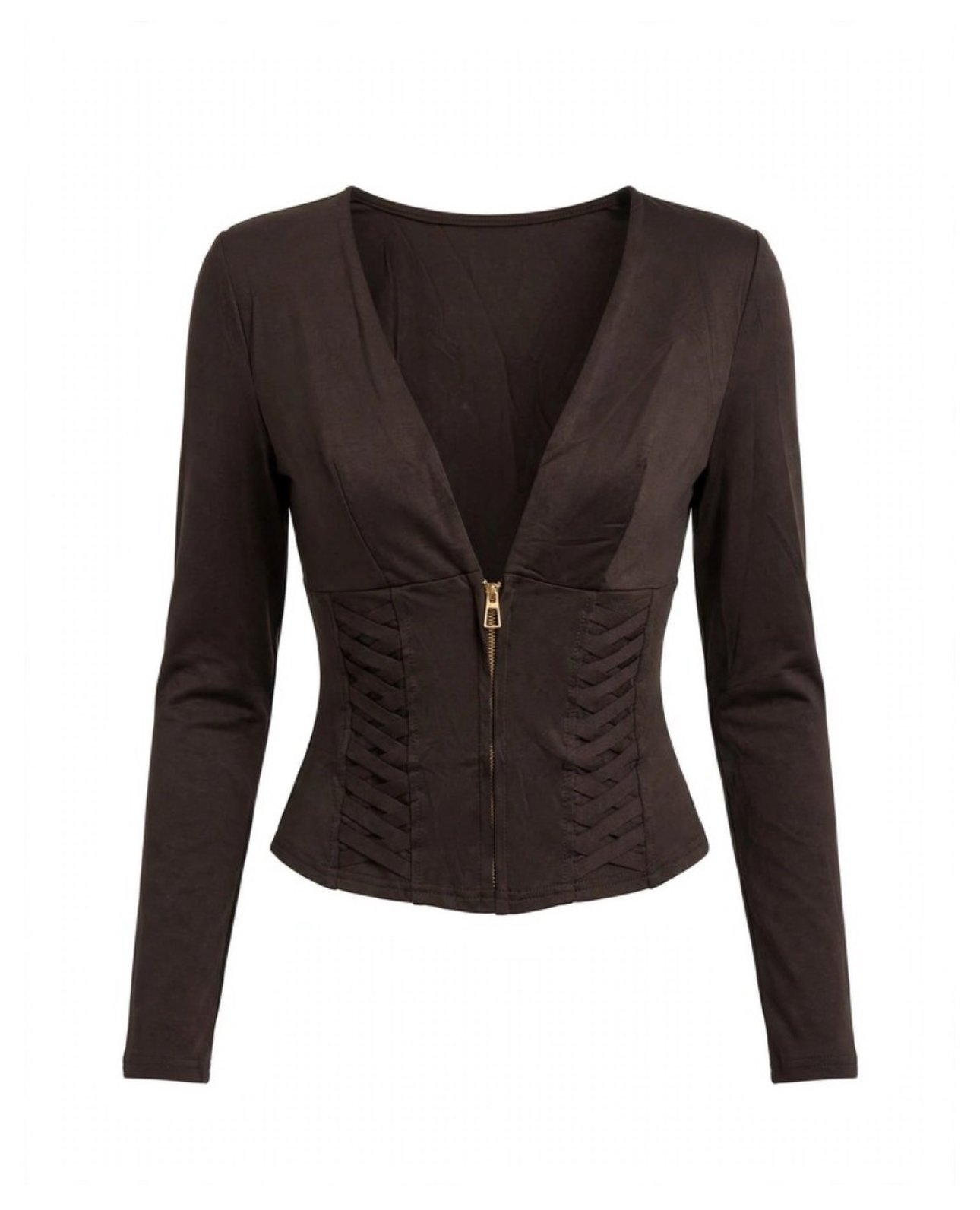 Maglia corsetto con zip e intrecci