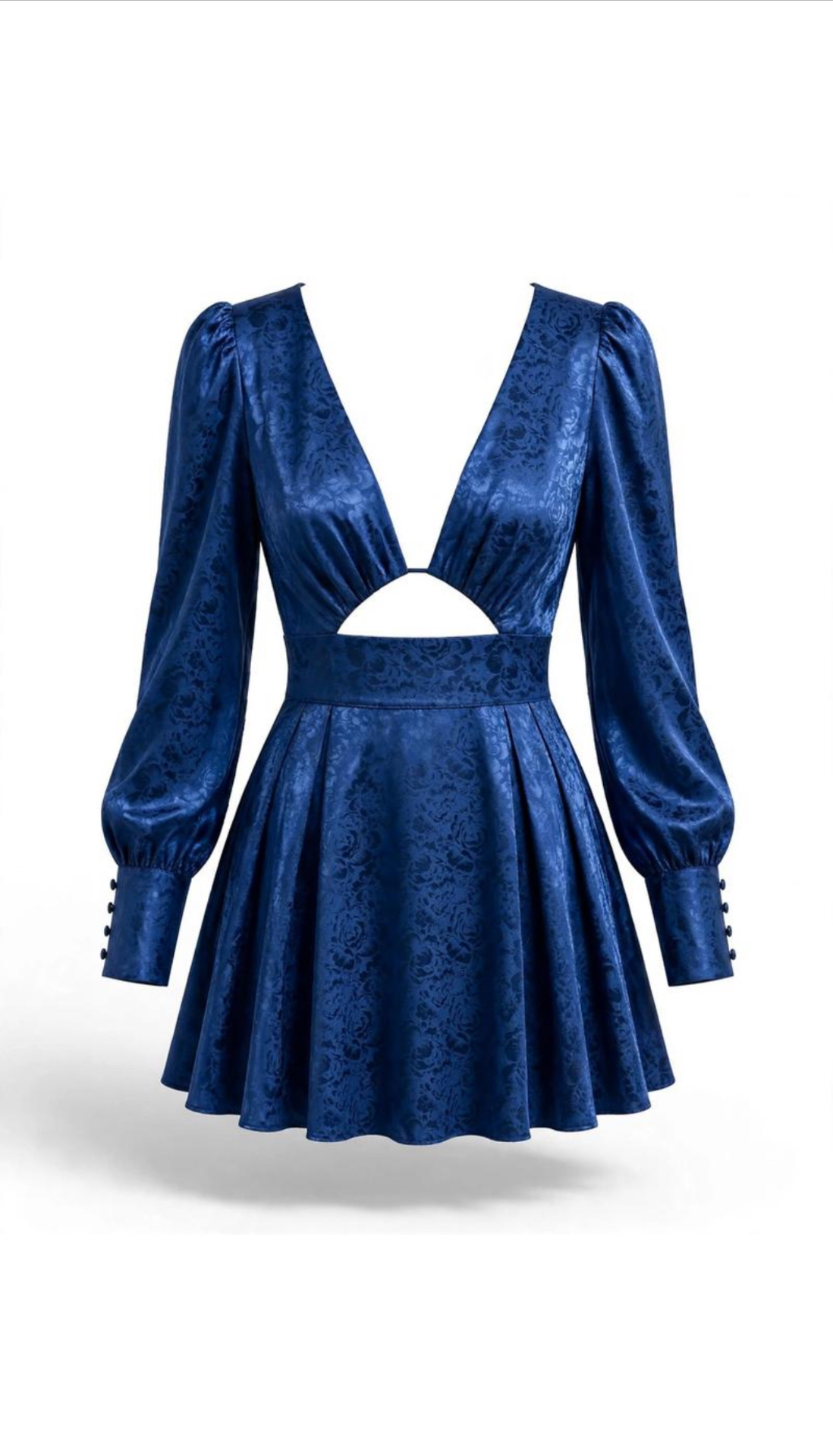 Abito corto in jacquard blu notte