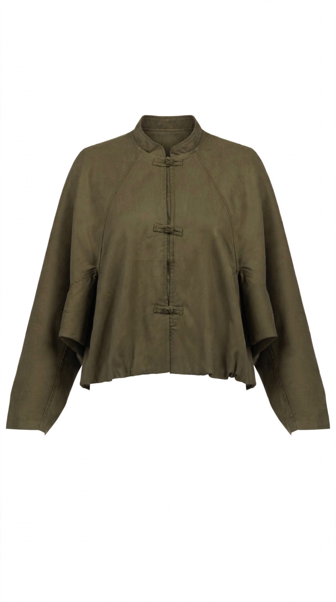 Bomber corto in cotone con collo coreano