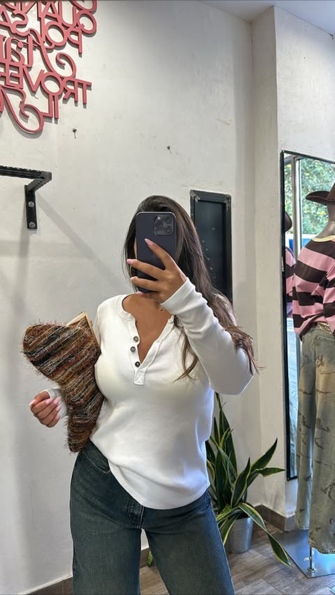 Maglia serafino in cotone a costine
