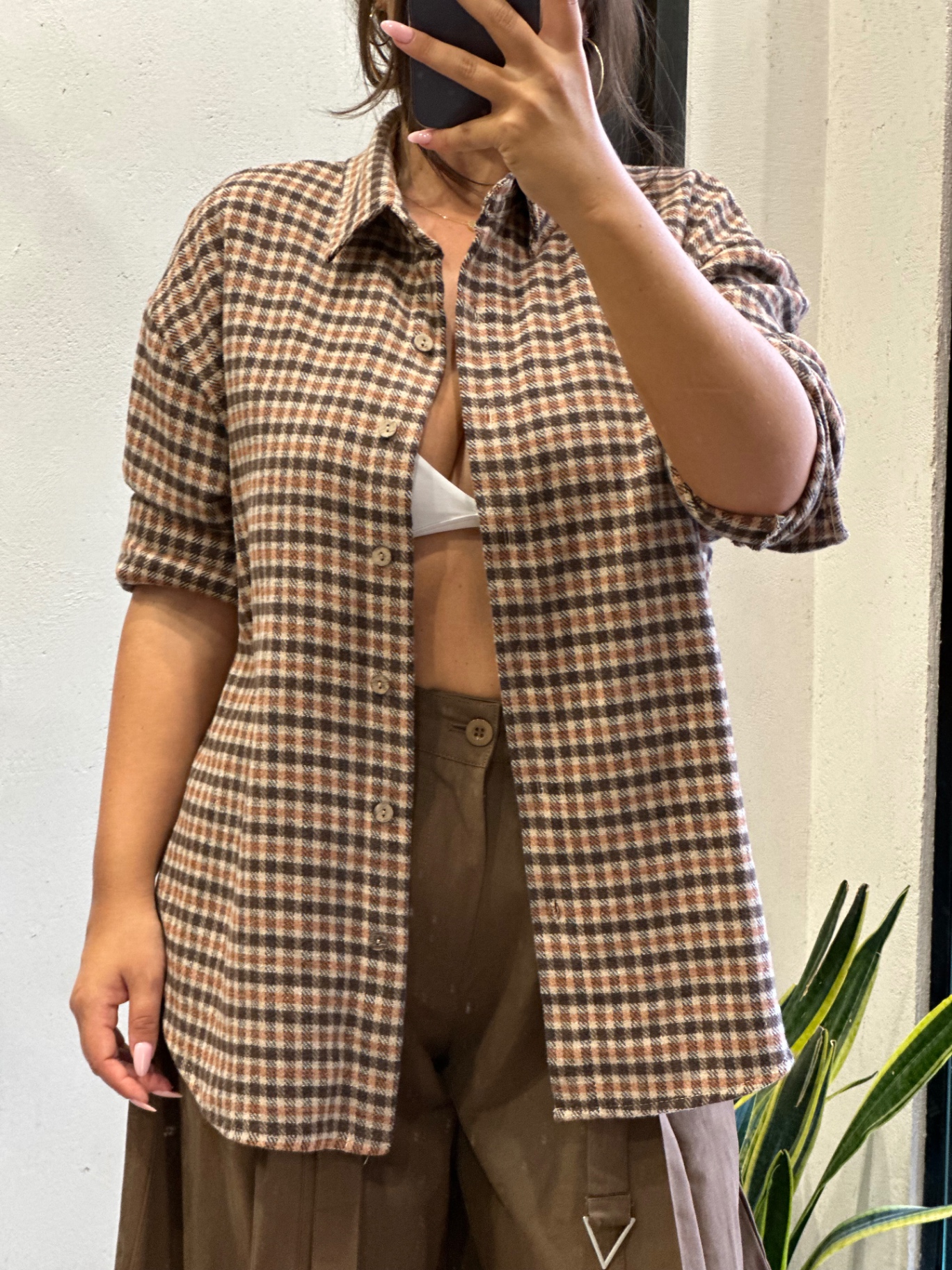 Camicia oversize a quadretti di cotone