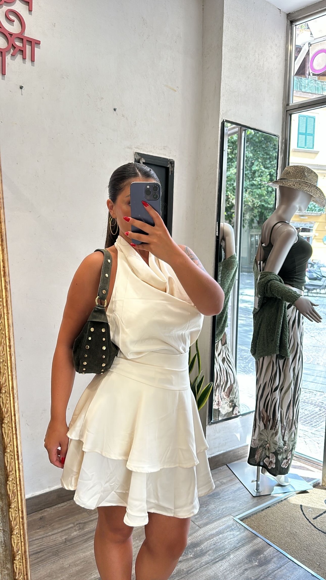 Twinset top halter e gonna a balze in satin