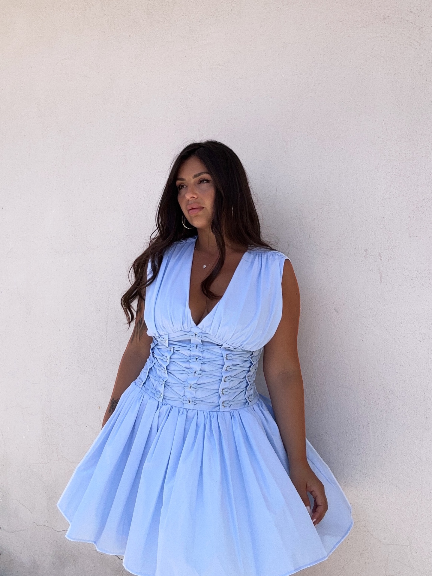 Abito mini corsetto in cotone