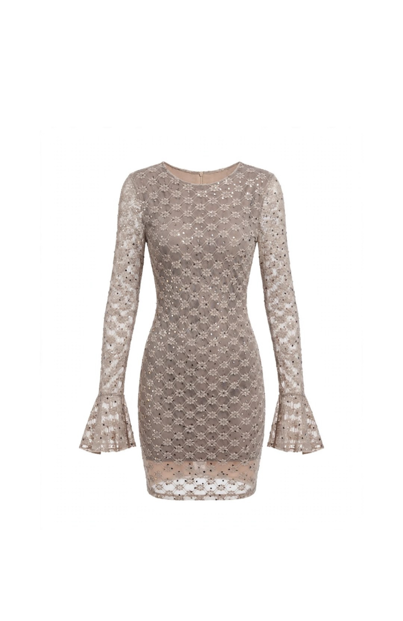 Abito corto in pizzo con paillettes