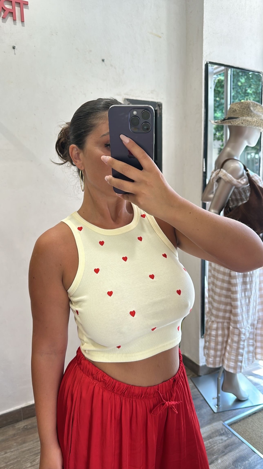Pantalone palazzo in satin rosso