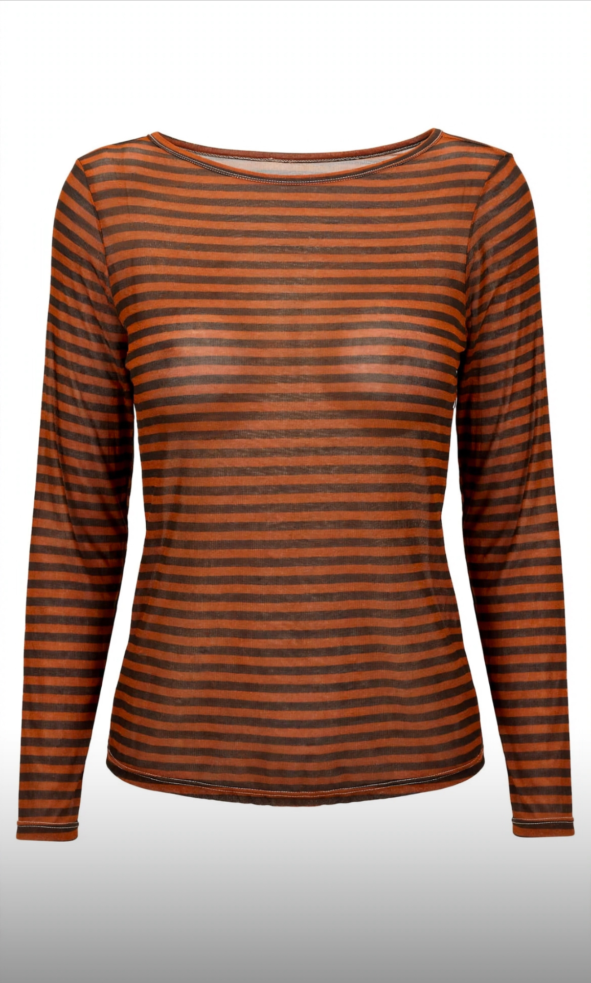 Maglia a righe velata in viscosa e cashmere