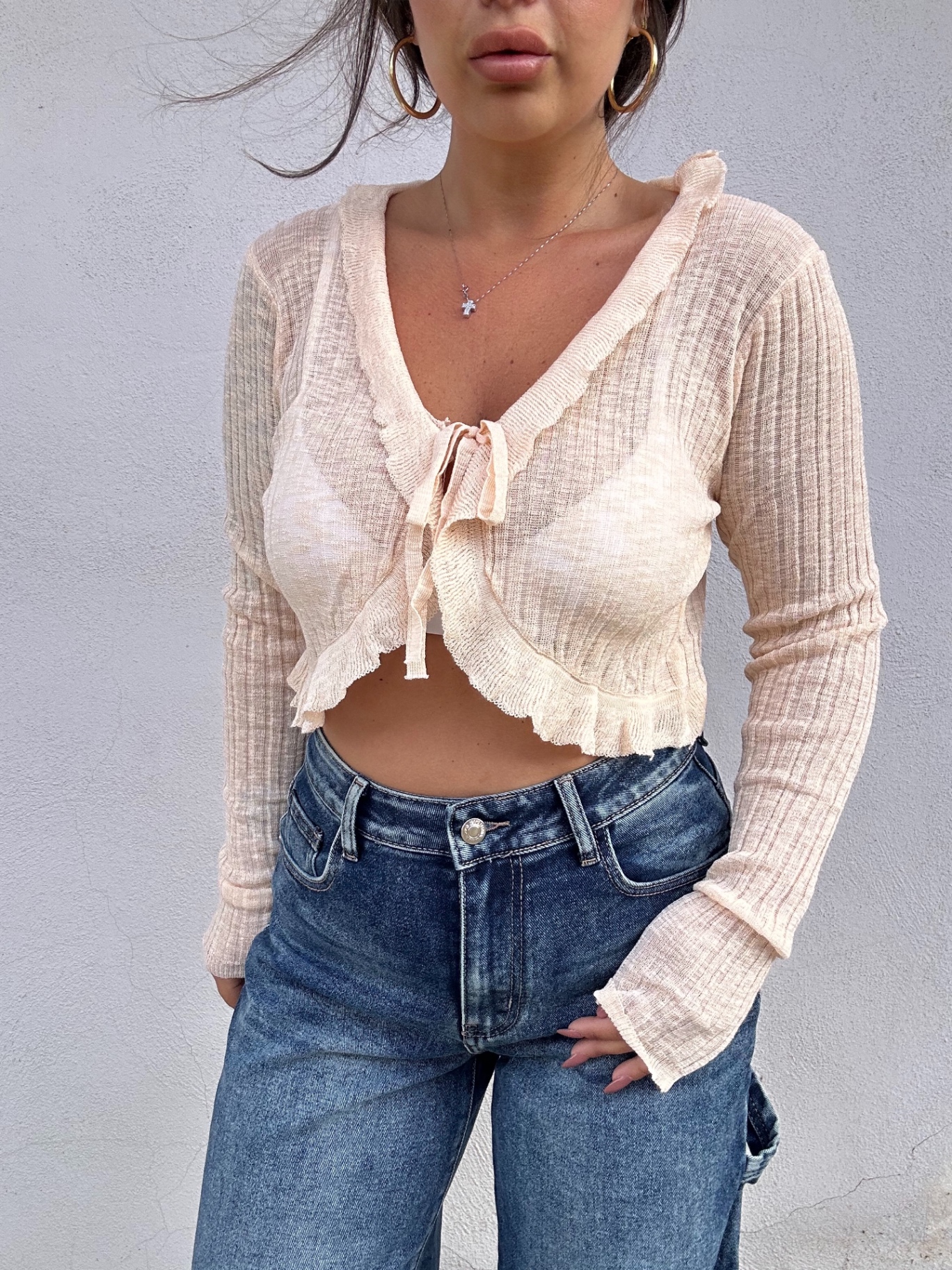 Cardigan cropped rosa