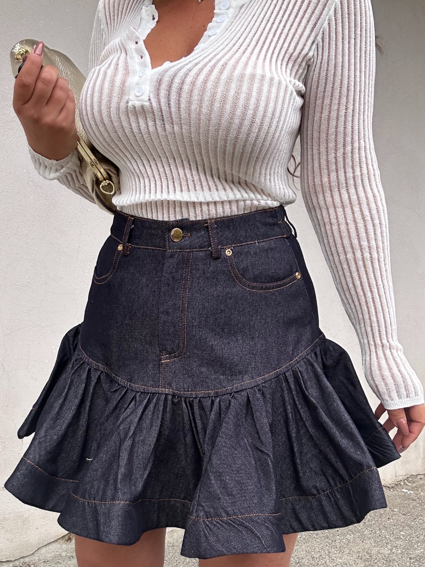 Gonna volant denim