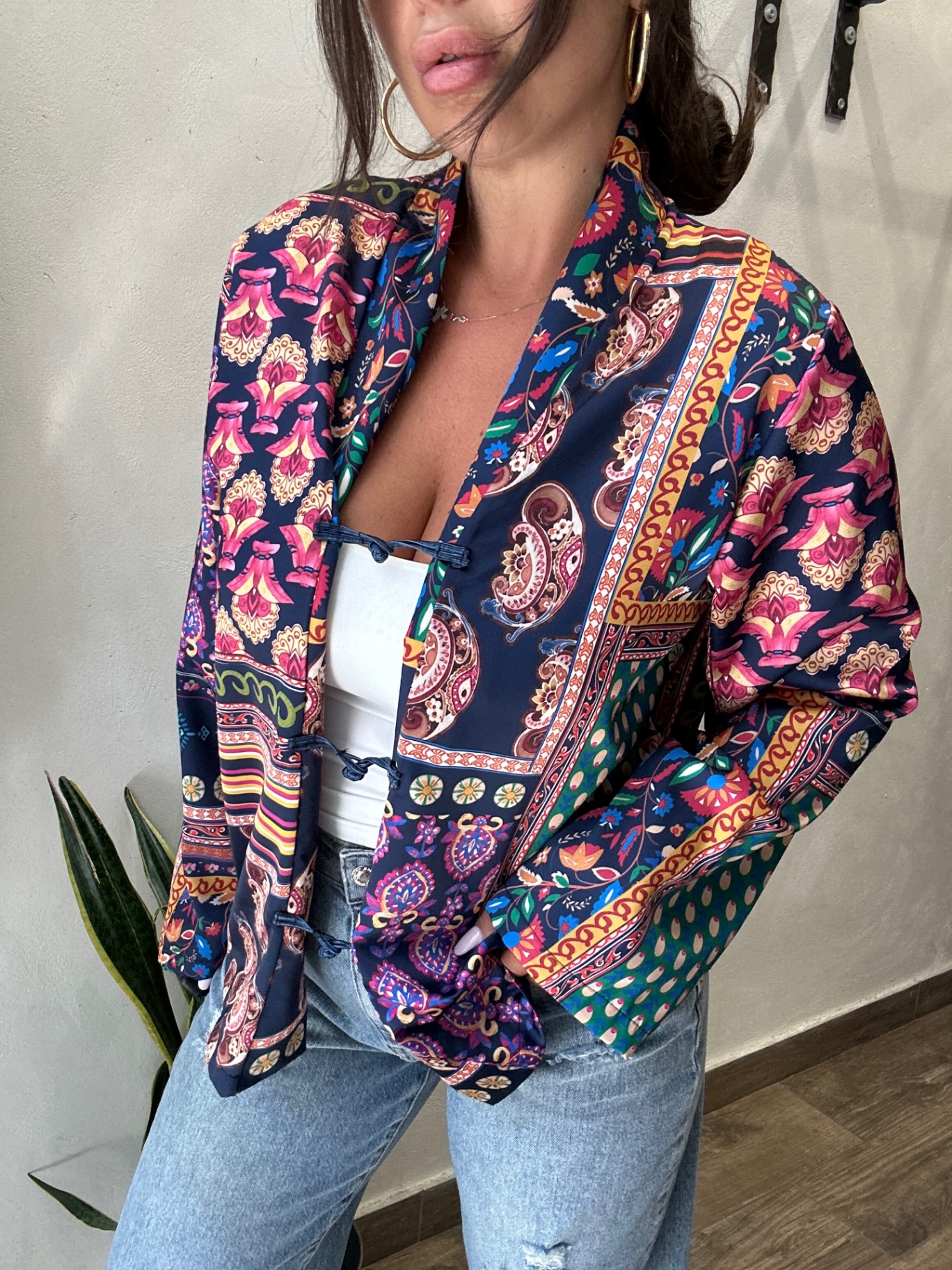 Camicia kimono paisley blu