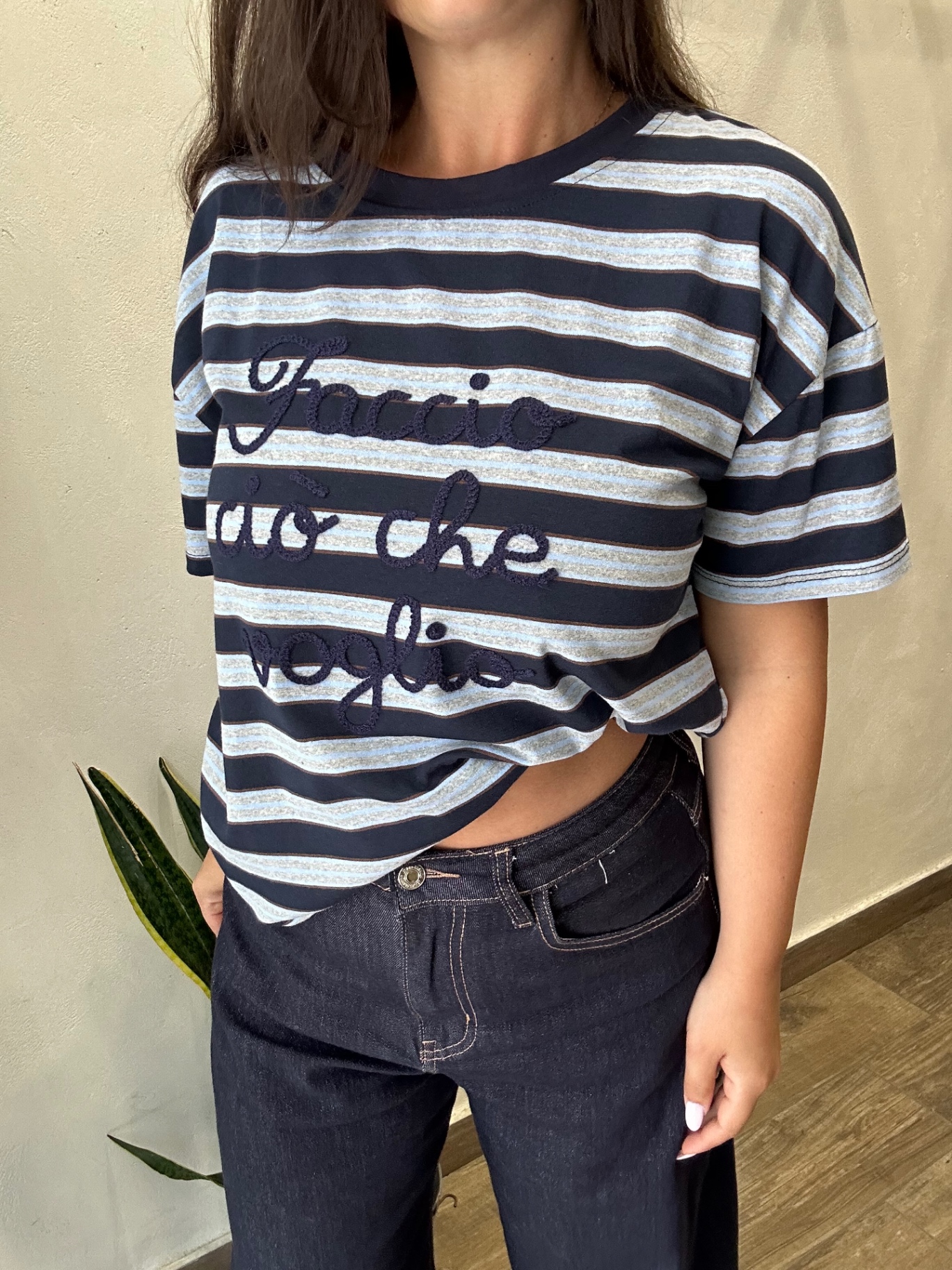 T-shirt righe Faccio ciò che voglio